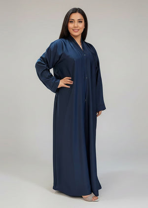 Blue Abaya | عباية زرقاء سادة أنيقة وعصرية - Nawaem Altulle