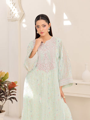 Ethereal Mist mint organza dress front view