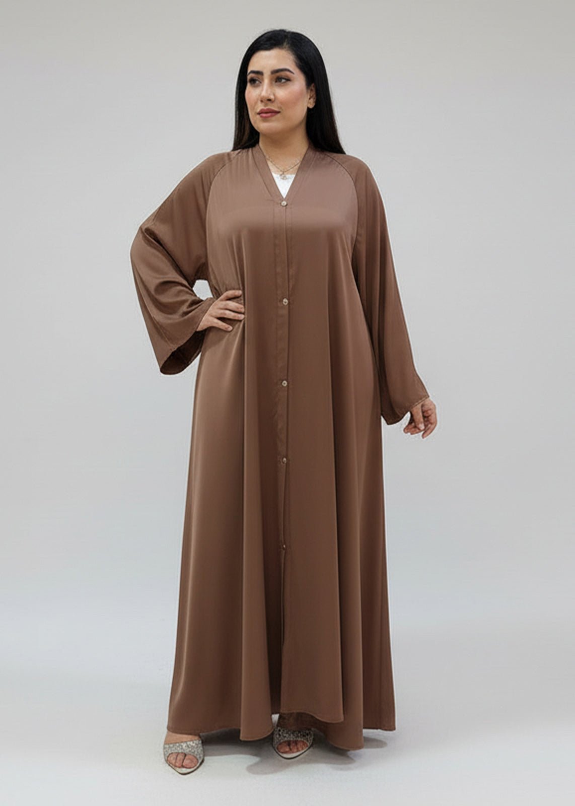 Heavy Hem Abaya Brown - Nawaem Altulle