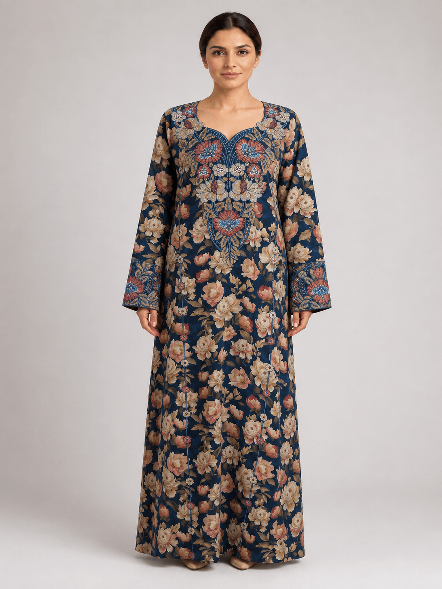 Layla Printed Arabic Kaftan - Nawaem Altulle