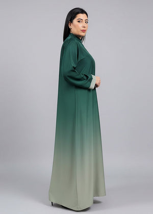Ombré Green | عباية خضراء بتدرج لوني أنيق - Nawaem Altulle