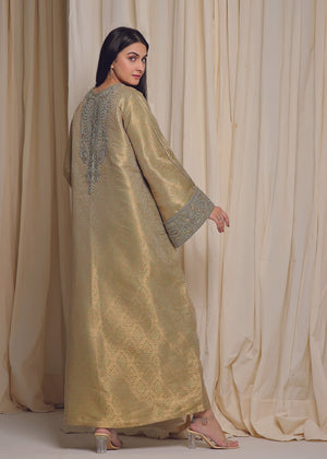 Indian Self Embossed Green Jamawar - Nawaem Altulle