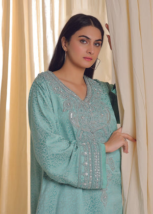 Self Embossed Satin Silk Dress - Nawaem Altulle