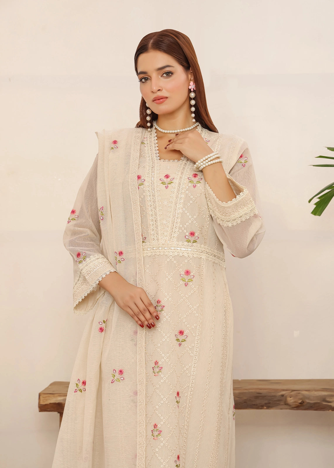 Floral Embroidery & Lace Dress