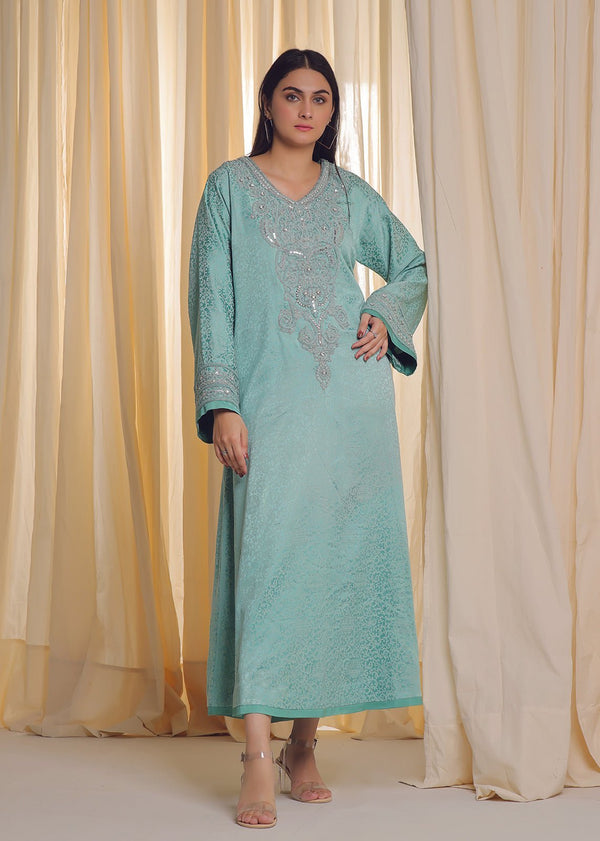 Self Embossed Satin Silk Dress - Nawaem Altulle