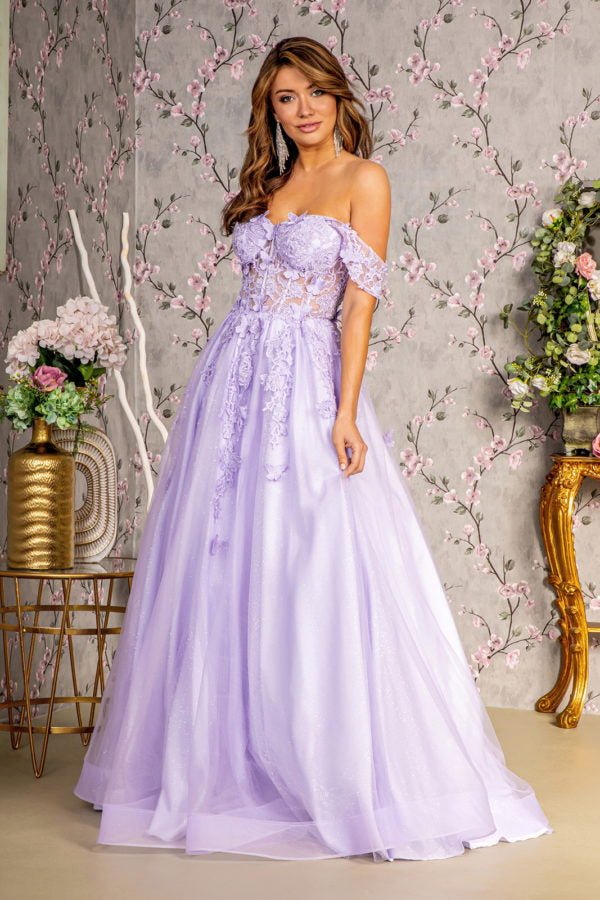 3 - D Butterfly Bead Sheer Bodice Mesh A - line Long Dress - Nawaem Altulle