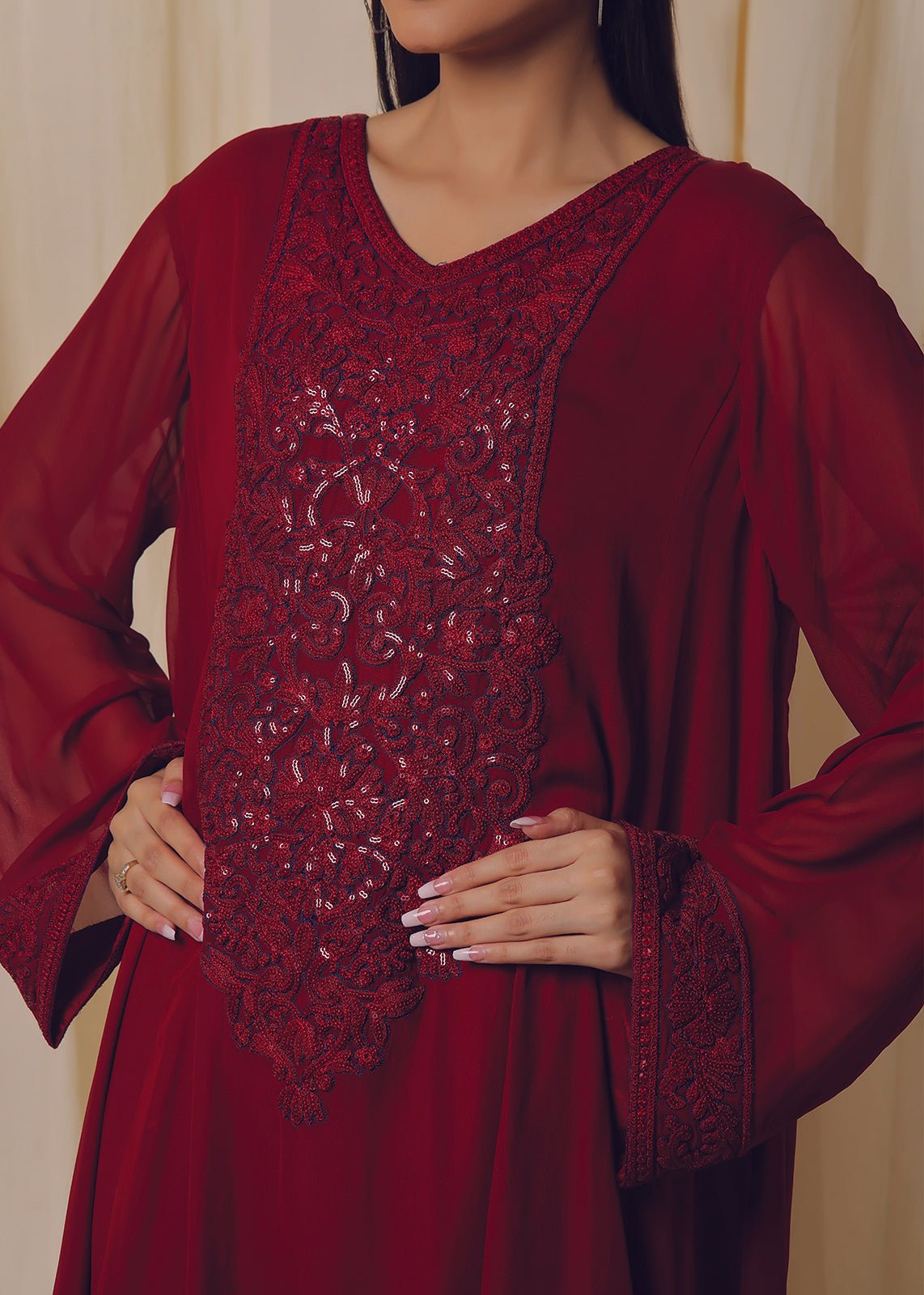 Silk Floss Chiffon Dress - Nawaem Altulle
