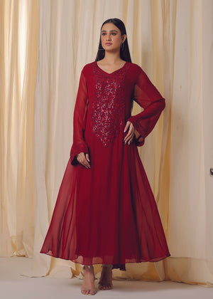 Silk Floss Chiffon Dress - Nawaem Altulle
