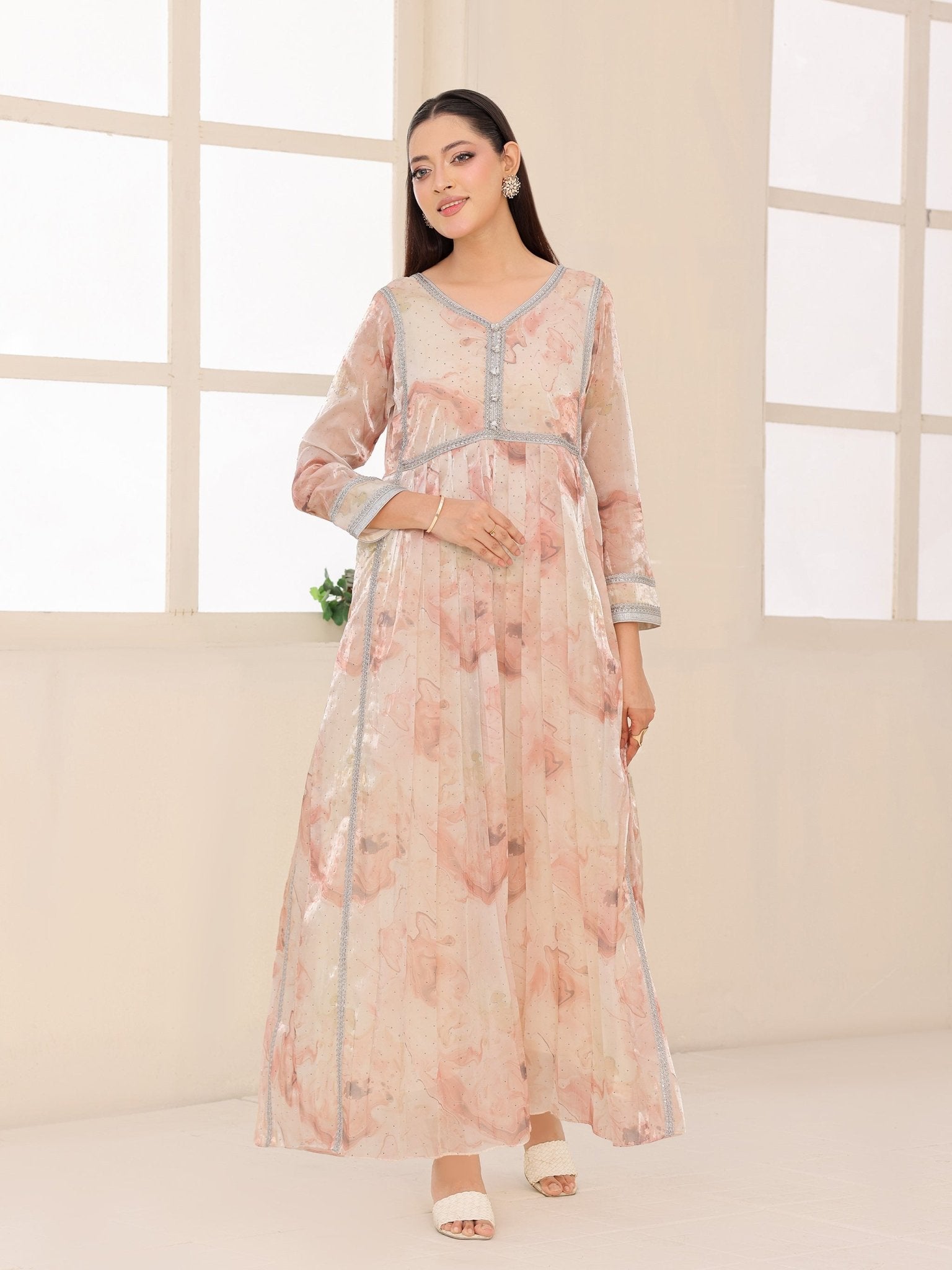 Blush Alabaster organza dress front view