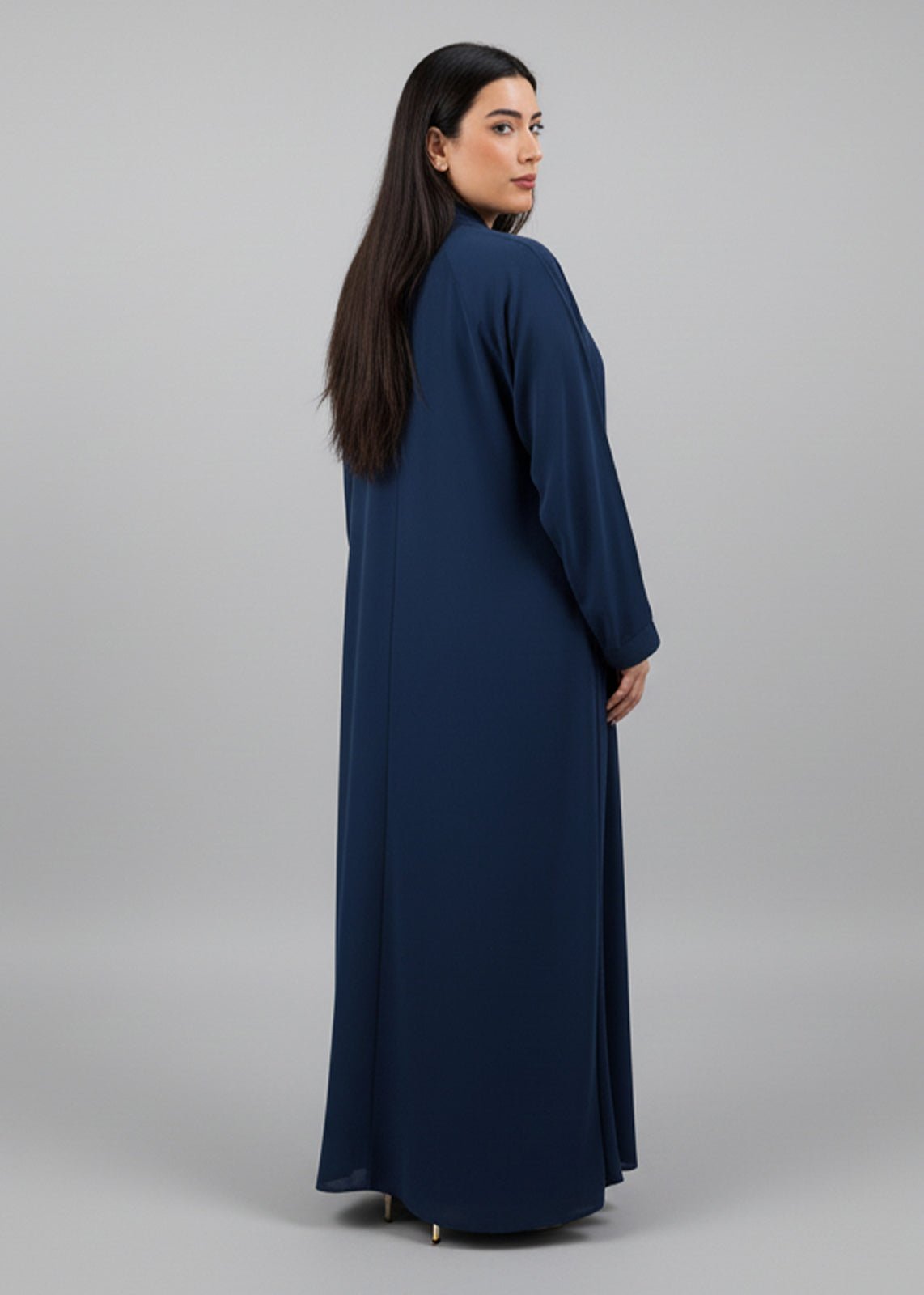 Blue Abaya | عباية زرقاء سادة أنيقة وعصرية - Nawaem Altulle