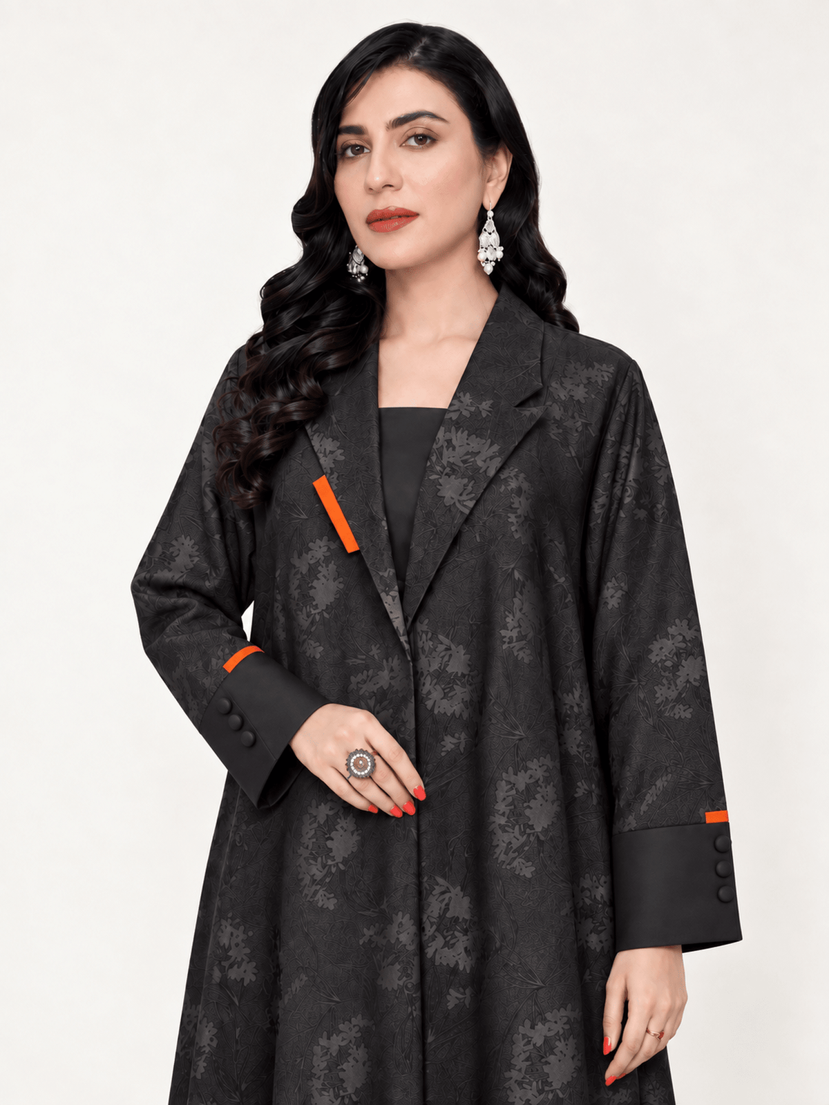 Botanica Tailored Jacquard Abaya - Nawaem Altulle