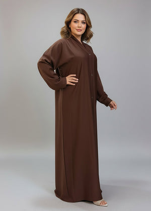 Brown Abaya | عباية بنية سادة أنيقة وراقية - Nawaem Altulle