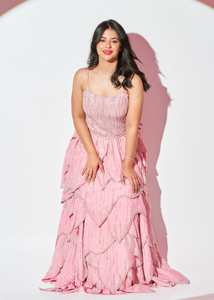 Butterfly Blush Dream Hand - Embellished Dress - Nawaem Altulle