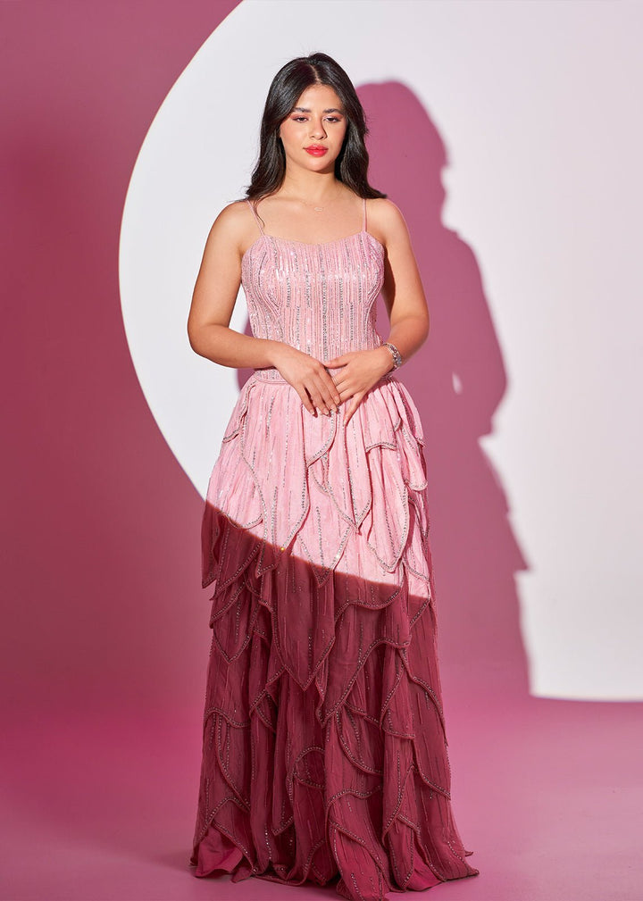 Butterfly Blush Dream Hand - Embellished Dress - Nawaem Altulle