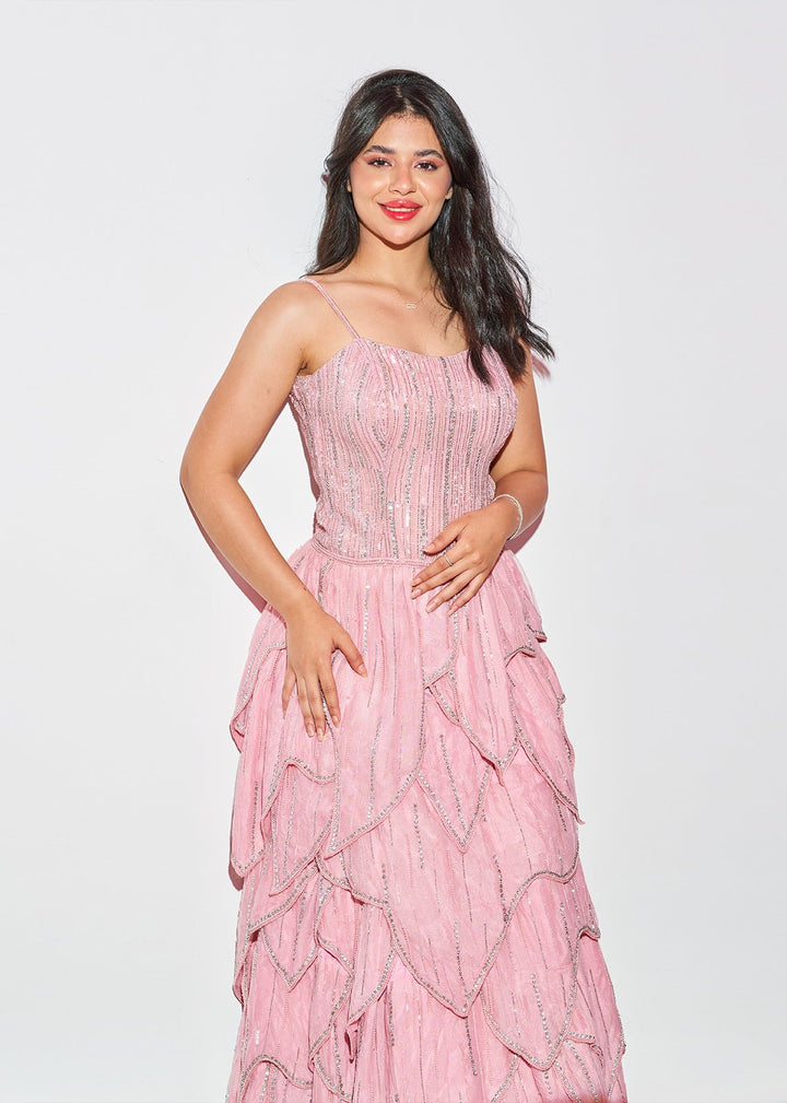 Butterfly Blush Dream Hand - Embellished Dress - Nawaem Altulle