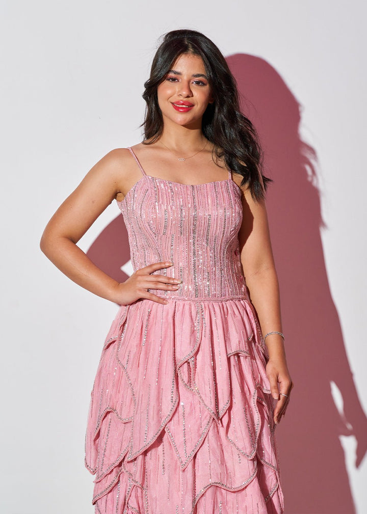 Butterfly Blush Dream Hand - Embellished Dress - Nawaem Altulle