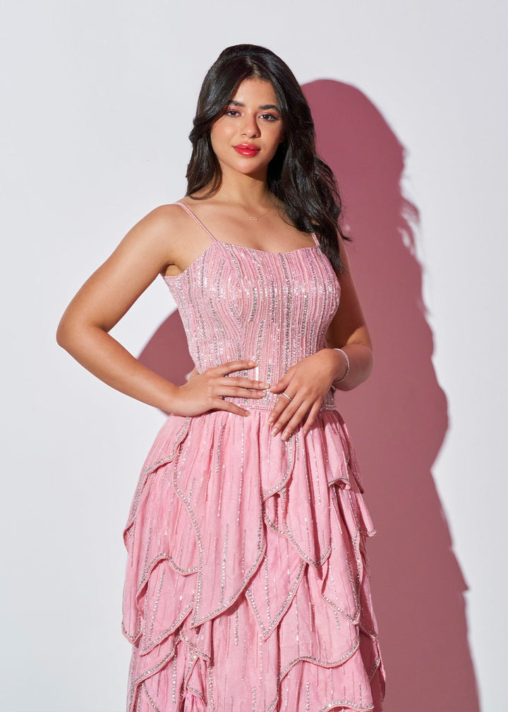 Butterfly Blush Dream Hand - Embellished Dress - Nawaem Altulle