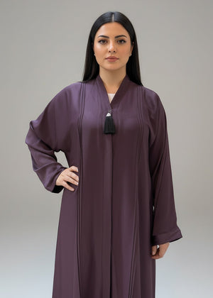 Purple Dusk | عباية بنفسجية داكنة أنيقة سادة - Nawaem Altulle