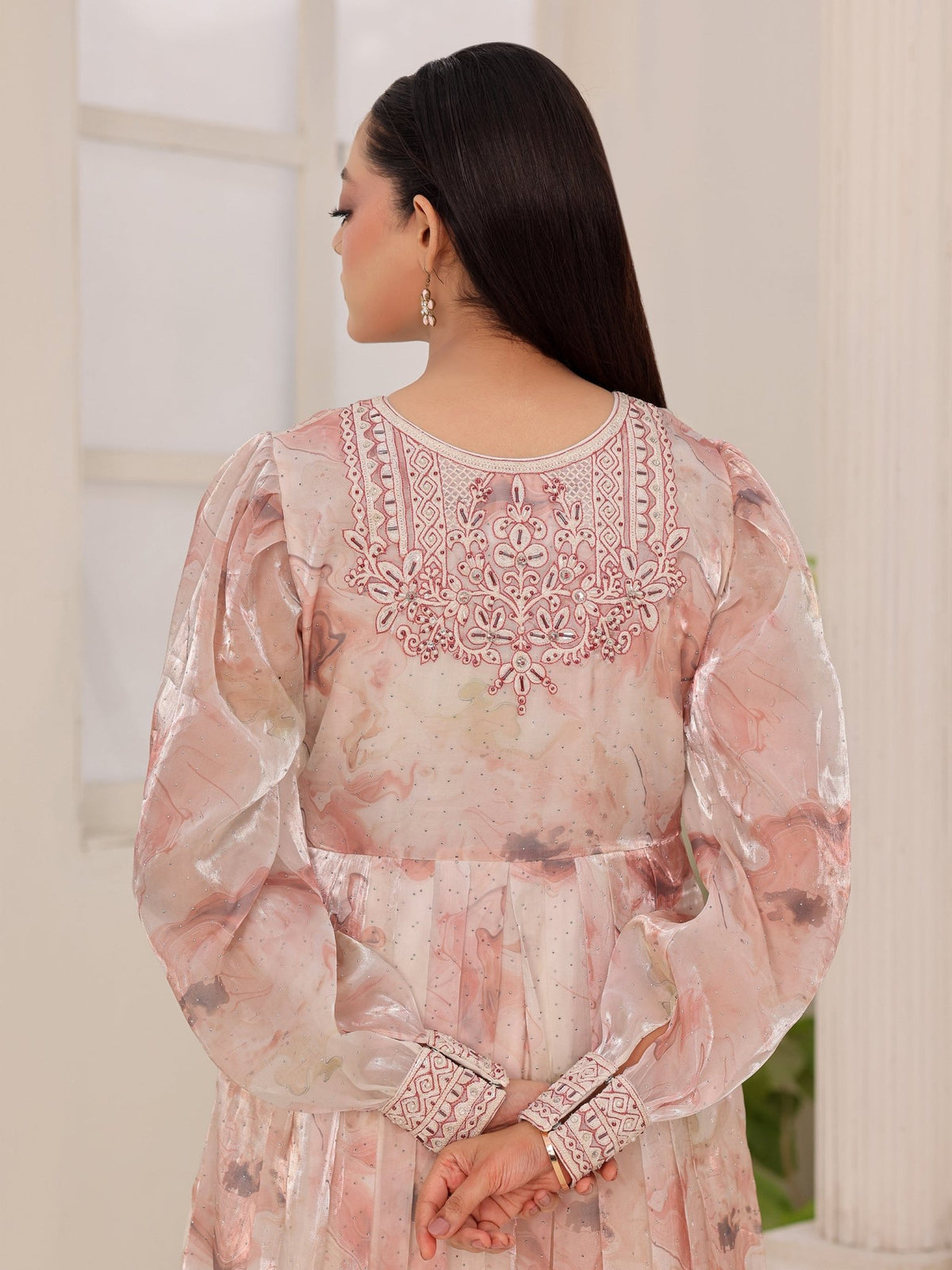 Rose Halo organza dress embroidered back detail