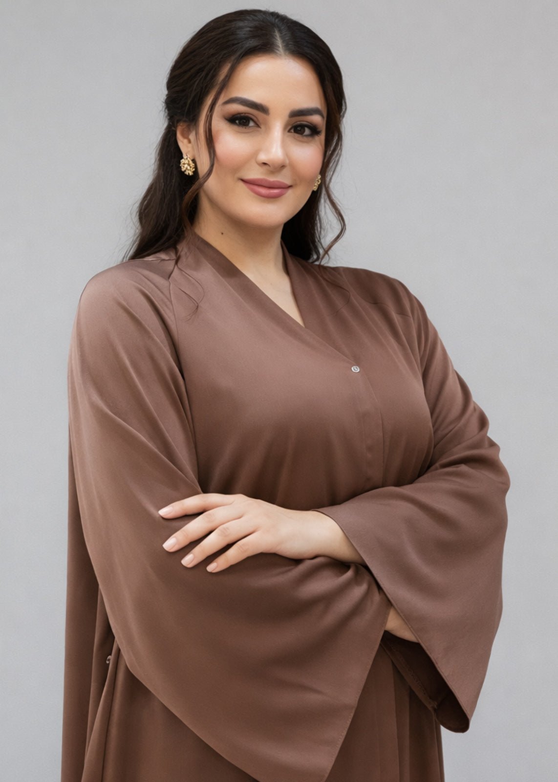Heavy Hem Abaya Brown - Nawaem Altulle