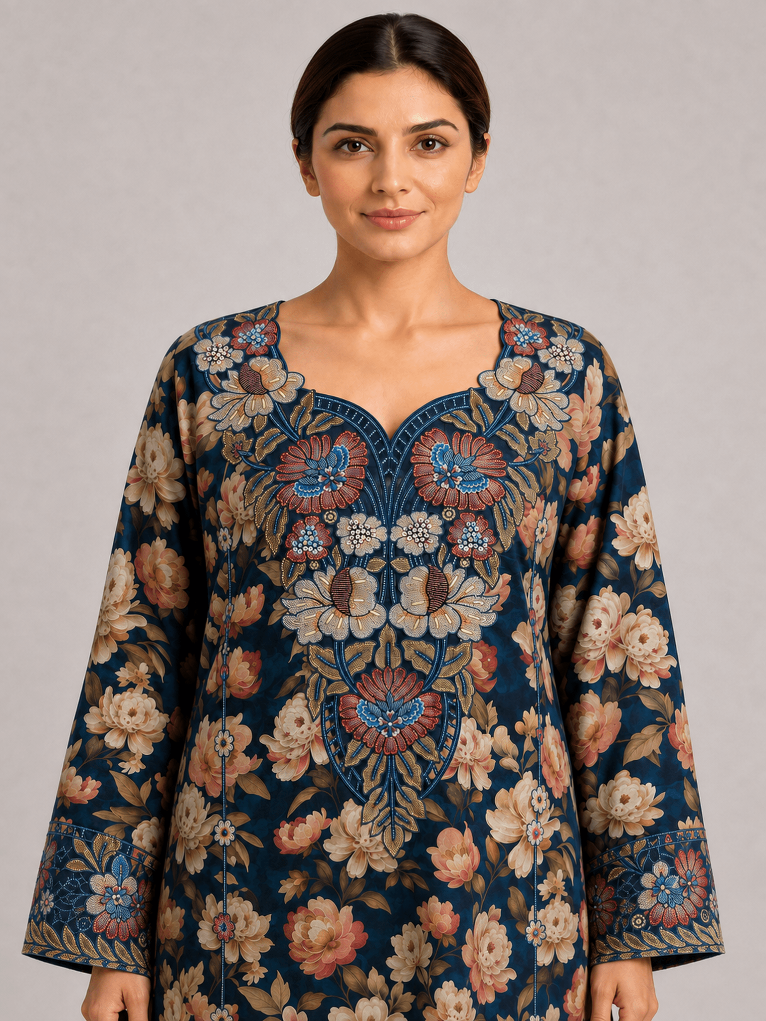 Layla Printed Arabic Kaftan - Nawaem Altulle