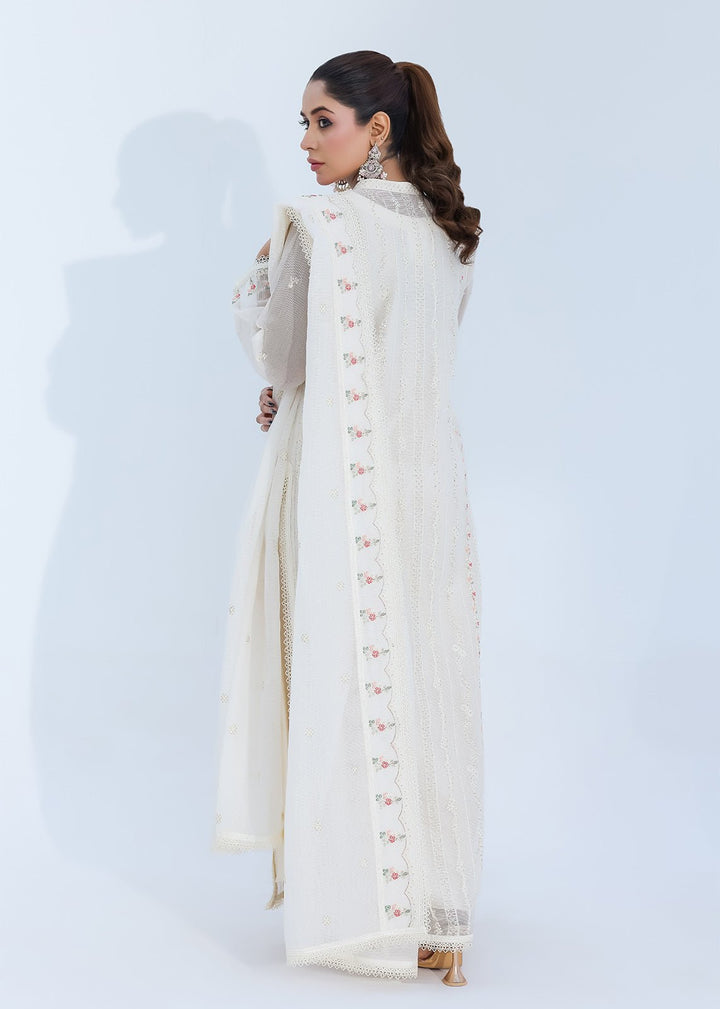 Luxe Silk-Lined Off-White Net Dress with Front Open Design