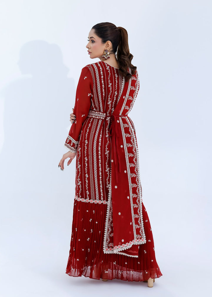 Luxurious Red Net Dress with Silk Lining: Elegant, Refined and Flowing - Nawaem Altulle