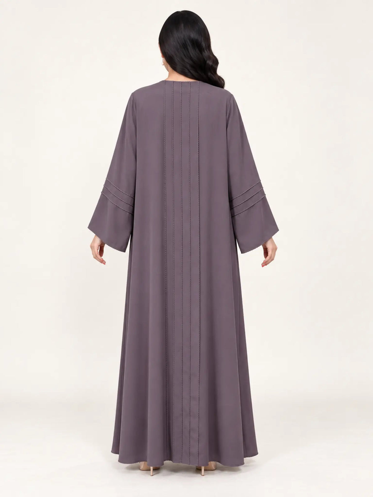Mauve Silk-Floss Nada Abaya - Nawaem Altulle