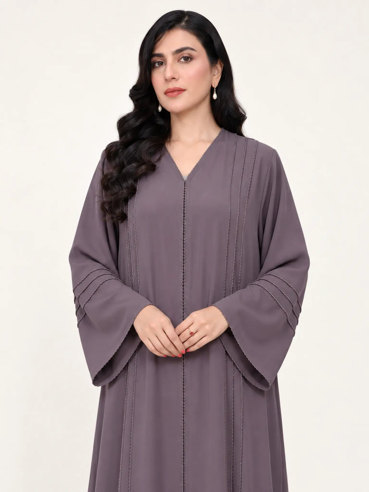 Mauve Silk-Floss Nada Abaya - Nawaem Altulle