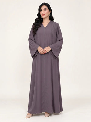 Mauve Silk-Floss Nada Abaya - Nawaem Altulle