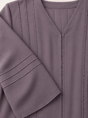 Mauve Silk-Floss Nada Abaya - Nawaem Altulle