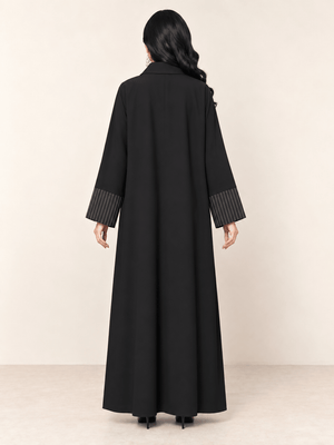 Midnight Bloom Embroidered Barbie Abaya - Nawaem Altulle