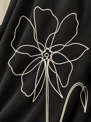 Midnight Bloom Embroidered Barbie Abaya - Nawaem Altulle
