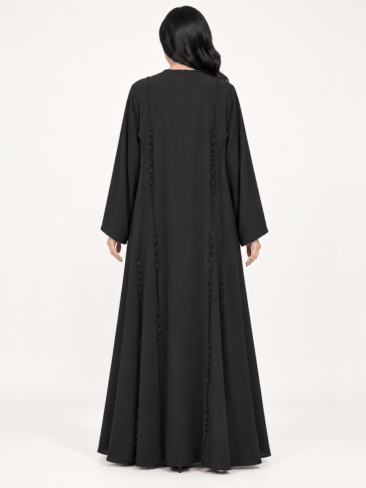 Midnight Crochet & Crystal Black Abaya - Nawaem Altulle