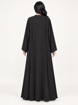 Midnight Crochet & Crystal Black Abaya - Nawaem Altulle