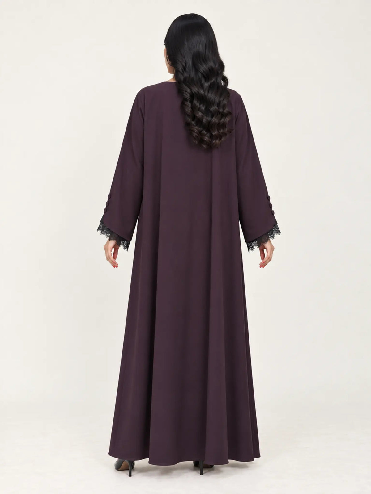 Midnight Plum Dantel Nada Abaya - Nawaem Altulle