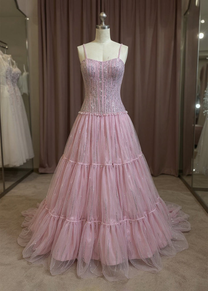 Pink Silver Swarovski Embellished Dress