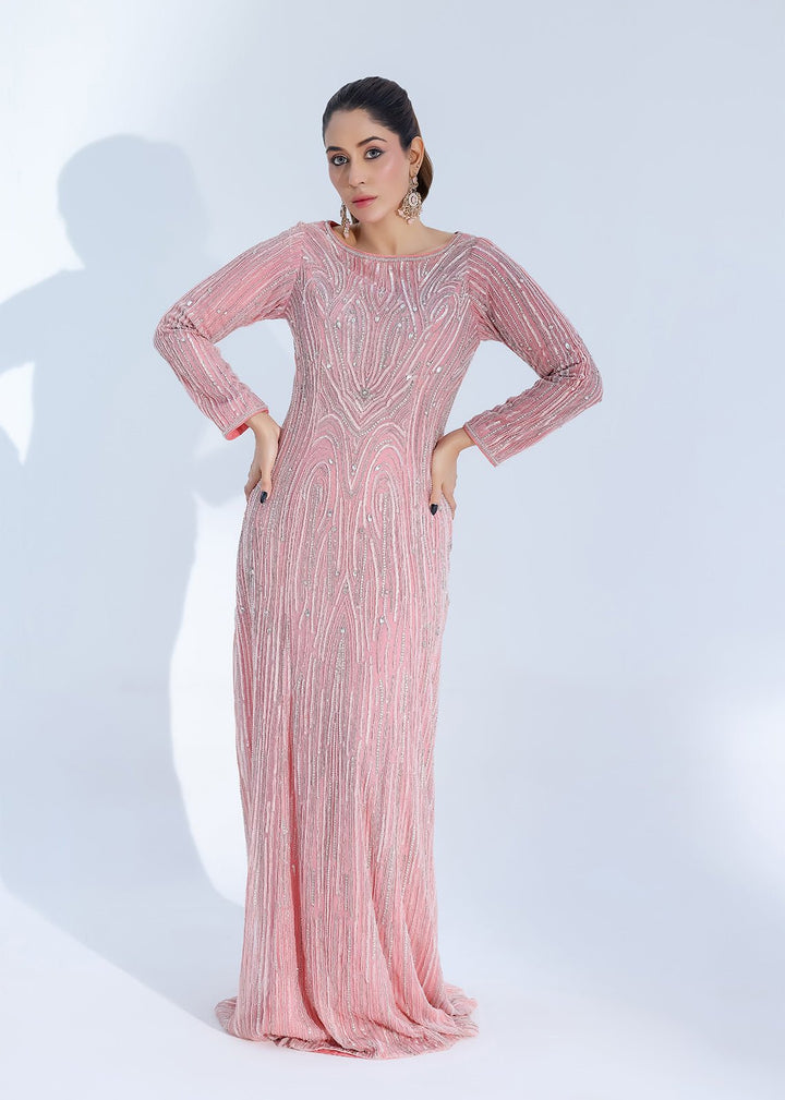 Pink Tulle Dress adorned with Crystals, Sequins & Pearls