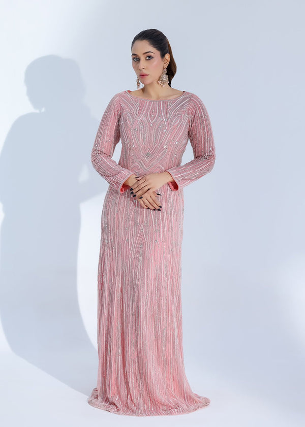 Pink Tulle Dress adorned with Crystals, Sequins & Pearls