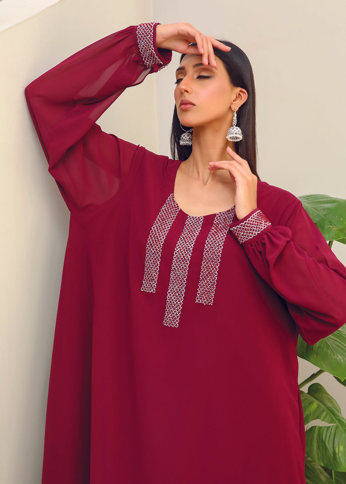 Chiffon Dress Hand Embellished