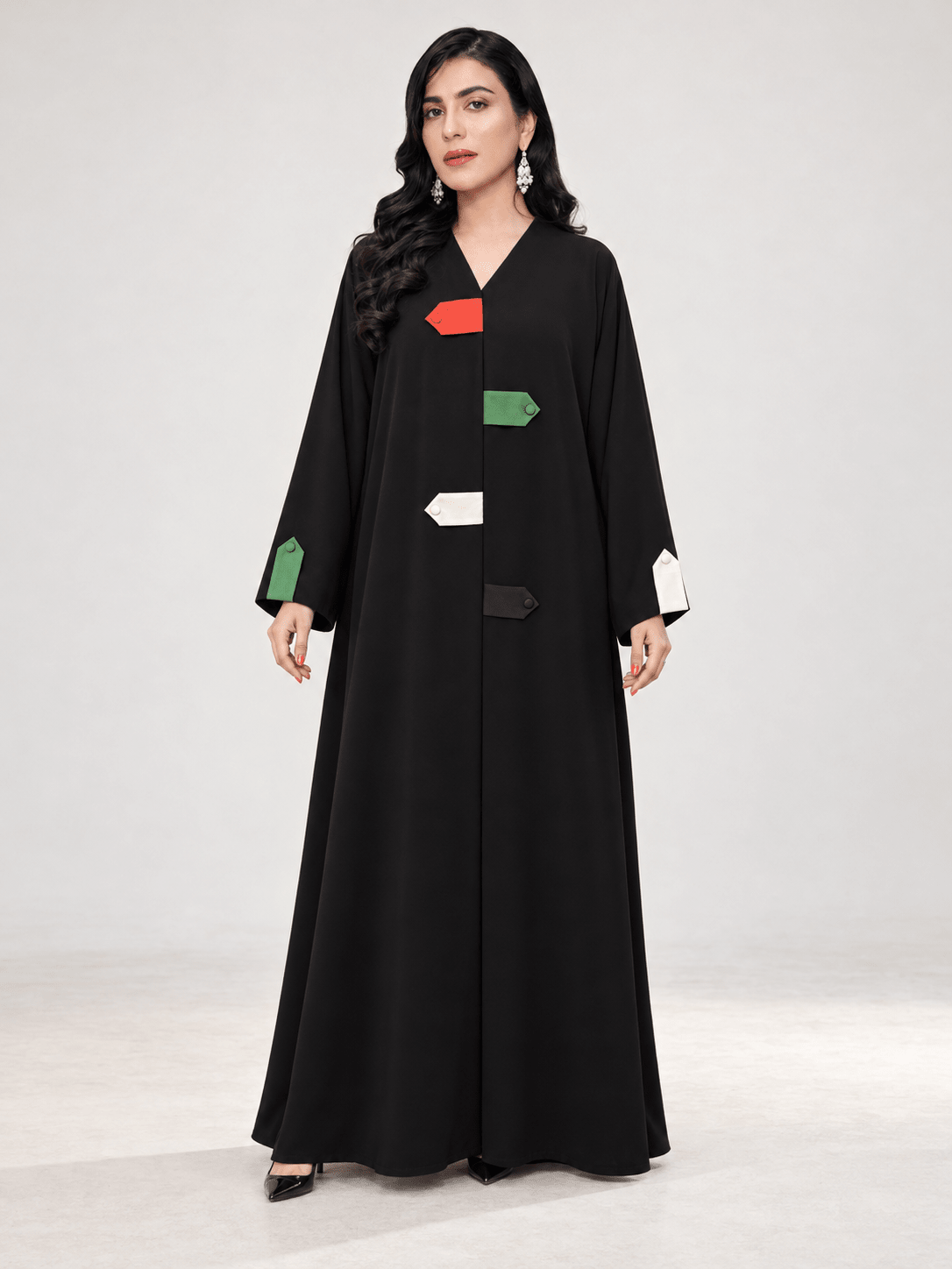 UAE National Day Black Nida Abaya - Nawaem Altulle