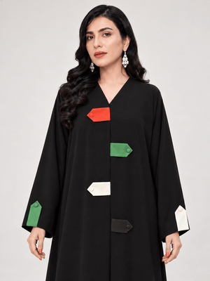 UAE National Day Black Nida Abaya - Nawaem Altulle